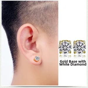 Détails des boucles d'oreilles magnétiques en zircon base dorée pour oreilles non percées