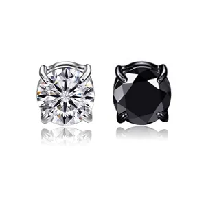 Boucles d'Oreilles Magnétiques Sans Perçage Simples Rondes en Cristal Artificiel Strass Cuivre Pour Hommes Femmes Bijoux