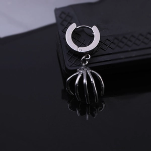 Gothic silver skull hand claw earrings in surgical steel for a bold punk statement look