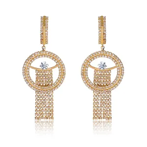 Boucles d'Oreilles Vintage Luxe Strass Gland pour Femmes Alliage Cristal Feuille Boucles d'Oreilles Mariage Fête Bijoux