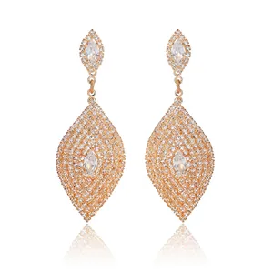 Boucles d'Oreilles Pendantes en Alliage Strass Forme de Feuille pour Femmes Géométriques Losange Mariage Fête Bijoux