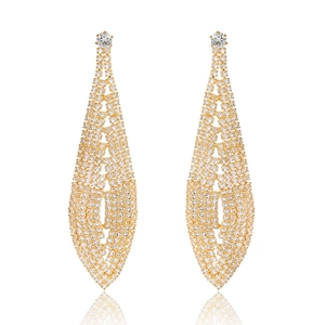 Elegant gold drop earrings with tiered sparkling rhinestone tassels for formal occasions