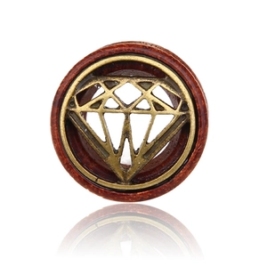 Dilatatore per orecchie vintage in legno e bronzo con design a diamante cavo
