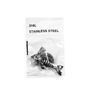 Retro stainless steel fishbone pendant necklace with detailed fish skeleton structure