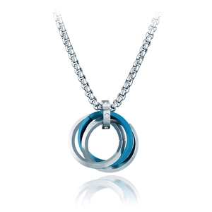 Collier Pendentif Trinity Anneaux Entrelacés Hip Hop en Acier Titane Inoxydable Strass Bijoux Vintage pour Hommes Femmes