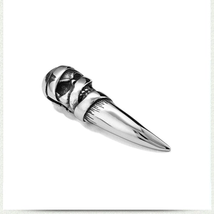 Collier gothique punk dent de loup avec pendentif crâne argenté en acier inoxydable