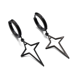 Punk Stainless Steel Hollow Star Dangle Hoop Earrings For Men Women Electroplated Geometric Star Drop Earrings Jewelry Gift