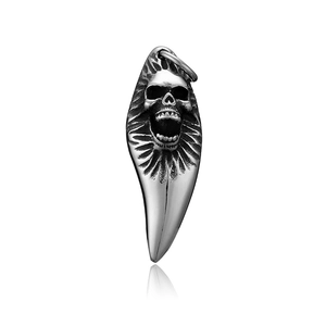 Herren Vintage Distressed Edelstahl Totenkopf Fangzahn Anhänger Halskette Gothik Hip Hop Punk Stil Dunkler Schmuck Geschenk