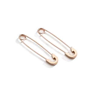 Pair of rose gold safety pin earrings in polished titanium steel for punk style