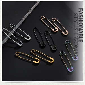 Detail view of paperclip earrings in silver, rose gold, gold, black and rainbow finish