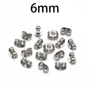 Bulk 6mm stainless steel butterfly earring backs set for DIY jewelry making