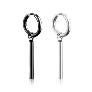 Orecchini a Bottone in Acciaio al Titanio Punk per Uomo Donna Minimalista Stile Manubrio Acciaio Inox Gioielli Rock Fashion