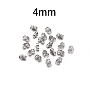Bulk 4mm silver butterfly earring backs made of polished stainless steel for DIY jewelry