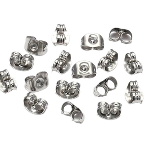 Silver-plated butterfly ear nuts for jewelry making on white background