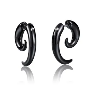 Black Acrylic Snail Spiral Stud Earrings Retro Punk Horn Shape Earring For Men Women Body Jewelry Accessory
