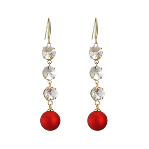Boucles d'oreilles Pendantes Vintage Rétro Élégant en Alliage avec Strass et Perle Artificielle Long Gland Géométrique pour Femme Bijoux