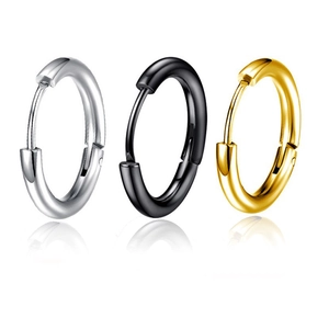 Minimalist Stainless Steel Hoop Earrings For Men Women Geometric Round Circular Huggie Earrings Gold Black Silver Unisex Jewelry