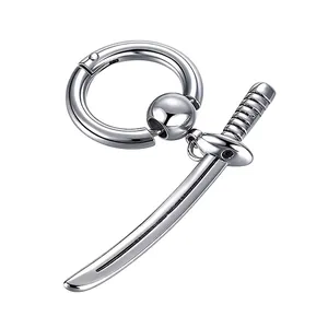 Hip Hop Katana Sword Drop Earrings 304 Stainless Steel Polished Japanese Samurai Sword Jewelry For Men Women Unisex Gift