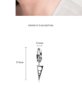 Boucles d'oreilles pendantes minimalistes en acier inoxydable argenté, hauteur 57mm