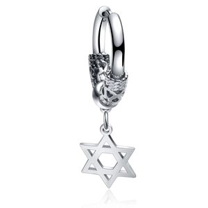 Boucles d'Oreilles Pendantes Gothiques en Acier Titane Croix Hexagramme Vintage Punk Créoles Argent Homme Femme Bijoux