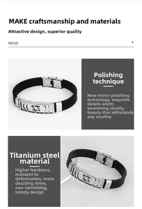 Macro d'un bracelet en acier titane avec motifs étoile et lune sur bande en silicone