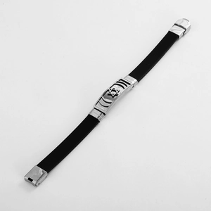 Bracelet pour homme en acier inoxydable et silicone noir avec breloque étoile de David