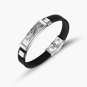 Bracelet Homme Punk en Acier Inoxydable et Silicone Avec Gecko et Dragon Gravé Bracelet Réglable Bijoux Sport Chic