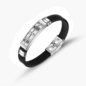 Men's Personalized Stainless Steel Silicone Bracelet EKG Heartbeat Pulse Hollow Wristband Sport Casual Jewelry Gift