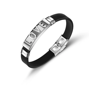 Herren Personalisiert Edelstahl Armband Mit Hohlbuchstaben Minimalistisch Poliert Schwarz Armreif Mode Schmuck Geschenk