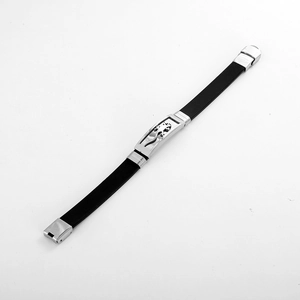 Bracelet homme en acier titane avec motif gecko évidé et bracelet en silicone noir