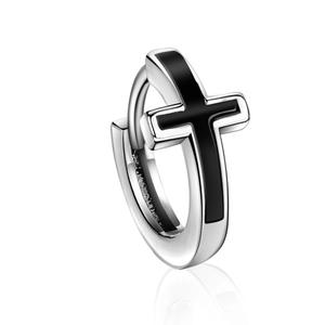 Gothic Titanium Steel Cross Hoop Earrings For Men Women Black Silver Plated Punk Street Style Huggie Earring Jewelry