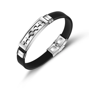 Herren Edelstahl Silikon Armband Hohlherz Pfeil Design Poliert Personalisiert Mode Sport Armband Schmuck