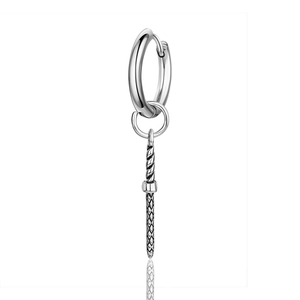 Punk Retro Titanium Steel Sword Drop Hoop Earrings Antique Silver Industrial Dagger Pendant Jewelry For Men Women Daily Decor
