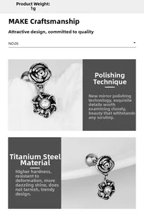 Clou d'oreille rose en acier titane poli avec zircon blanc et détail de poids de 1g