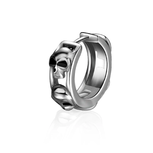 Orecchini Huggie Teschio Gotico Punk in Acciaio al Titanio Argento Retrò Orecchini a Cerchio Scheletro per Uomo Donna