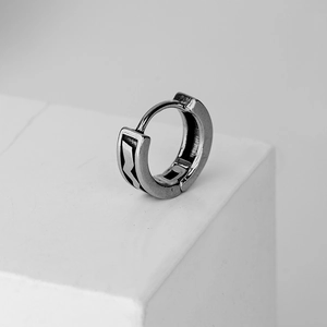 Minimalist stainless steel cross earrings with lightning bolt engraved in industrial style