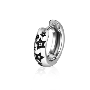 Boucles d'Oreilles Créoles en Acier Titane Vintage Avec Étoile Pentagramme Noire Boucles d'Oreilles Huggie Punk pour Hommes Femmes