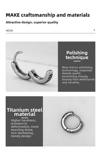Detailed macro of silver titanium steel earrings with polished finish and hinge design
