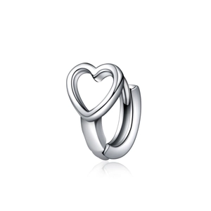 Minimalist Titanium Steel Heart Hoop Earrings For Women Korean Style Simple Silver Color Metallic Hollow Heart Earring Jewelry