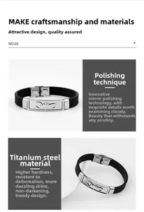 Detail of hollow scorpion design on polished stainless steel and black silicone bracelet