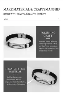 Detail of men's hollow titanium steel bracelet with mirror polished pattern and buckle
