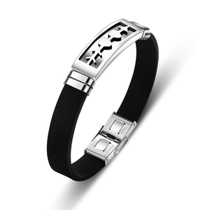 Fashion Stainless Steel Silicone Bracelet For Men Women Hollow Heart Arrow Design Polished Unisex Wristband Jewelry