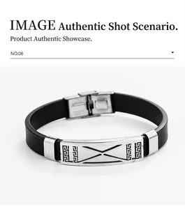 Macro detail of men's hollow stainless steel bracelet with engraved geometric X patterns