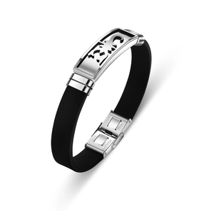Men's Punk Scorpion Hollow Stainless Steel Bracelet Black Silicone Strap Personalized Polished Wristband Jewelry Gift