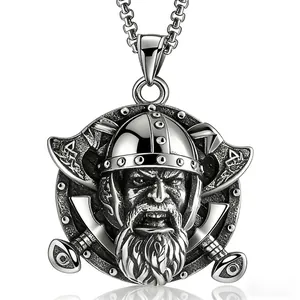 Vintage Wikinger Krieger Engel Kreuz Schild Anhänger Halskette Edelstahl Retro Titanstahl Ethno Schmuck Für Damen Herren