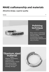 Detailed macro view of mirror polished titanium steel hoop earring with textured edge