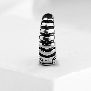 Gothic skull sword earrings in vintage silver stainless steel with segmented spine design