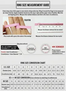 Sizing guide for vintage stainless steel rings showing diameter and circumference charts