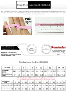 Sizing guide for vintage stainless steel rings showing diameter and circumference charts