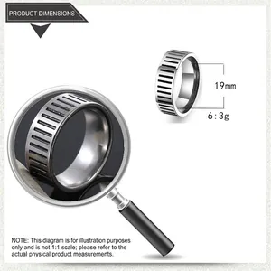 Detail view of vine patterned stainless steel ring with 19mm diameter and 6.3g weight
